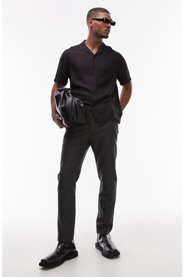 Short Sleeve Camp Shirt, Alternate, color, BLACK