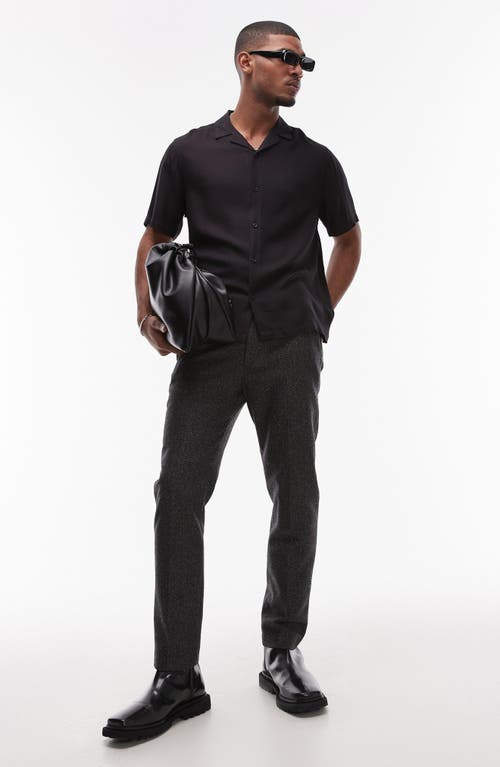 Topman Short Sleeve Linen Blend Shirt In Black