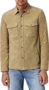 John Varvatos Jonah Herringbone Pattern Leather Overshirt
