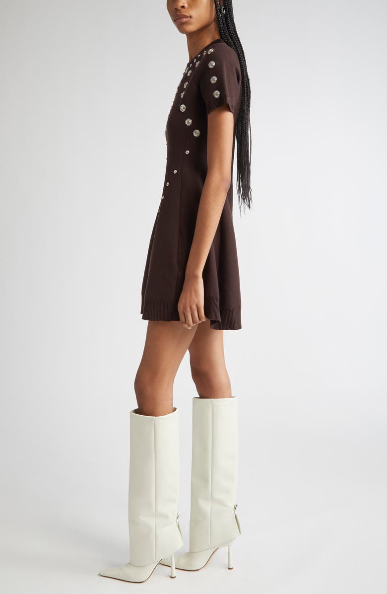 Coperni Snap Detail Babydoll Sweater Dress, Alternate, color, 