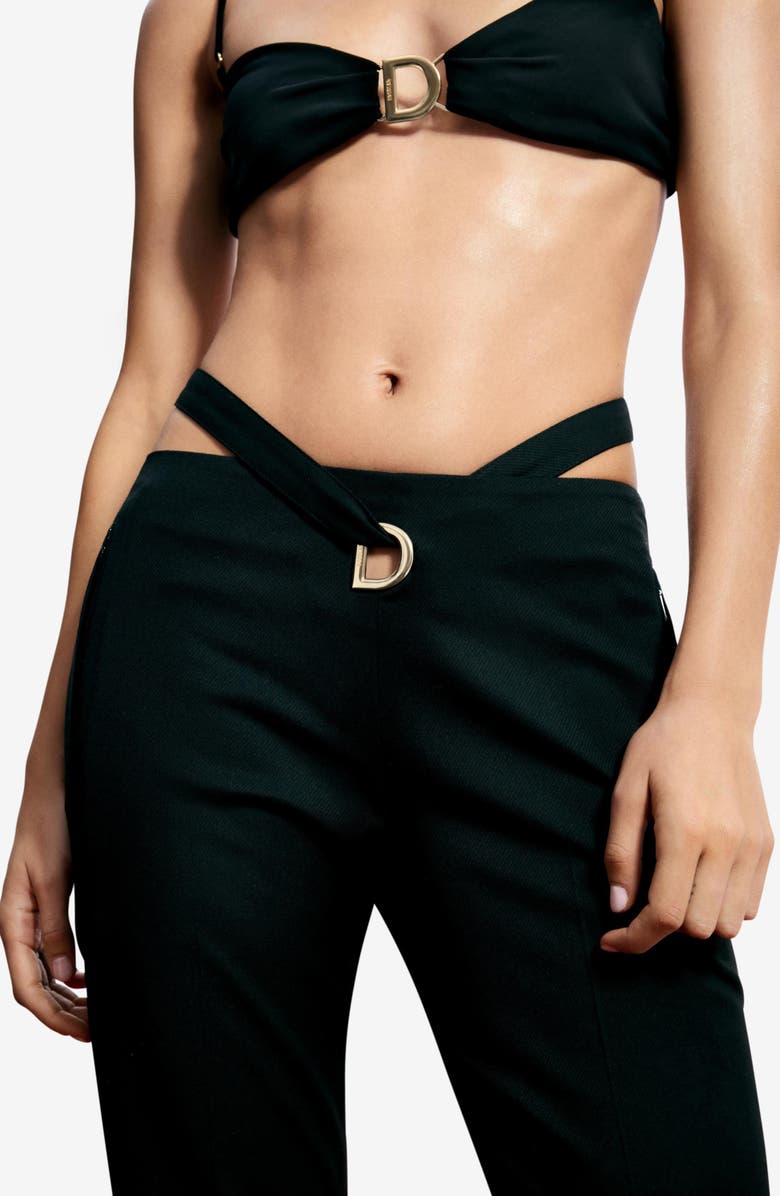 Desigual Strappy Flare Pants, Alternate, color, Black