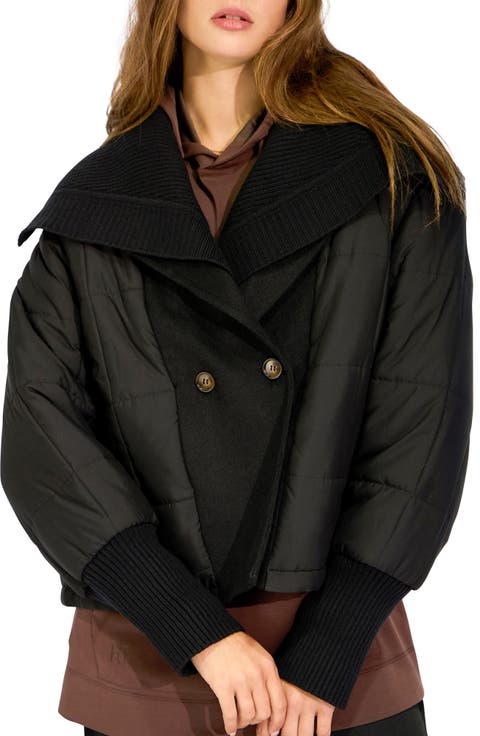 Elements Quilted Jacket with Detachable Rib Collar