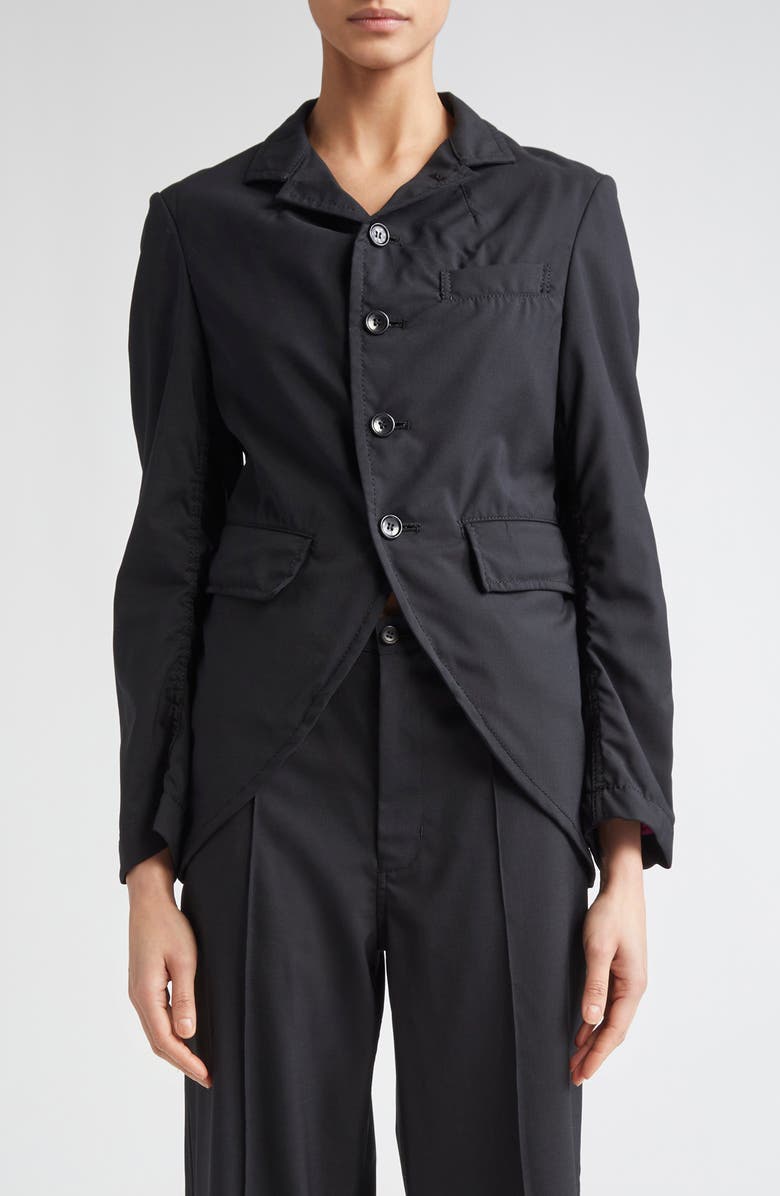 Tao Comme des Garçons Tropical Wool Blend & Cotton Broadcloth Blazer, Main, color, 