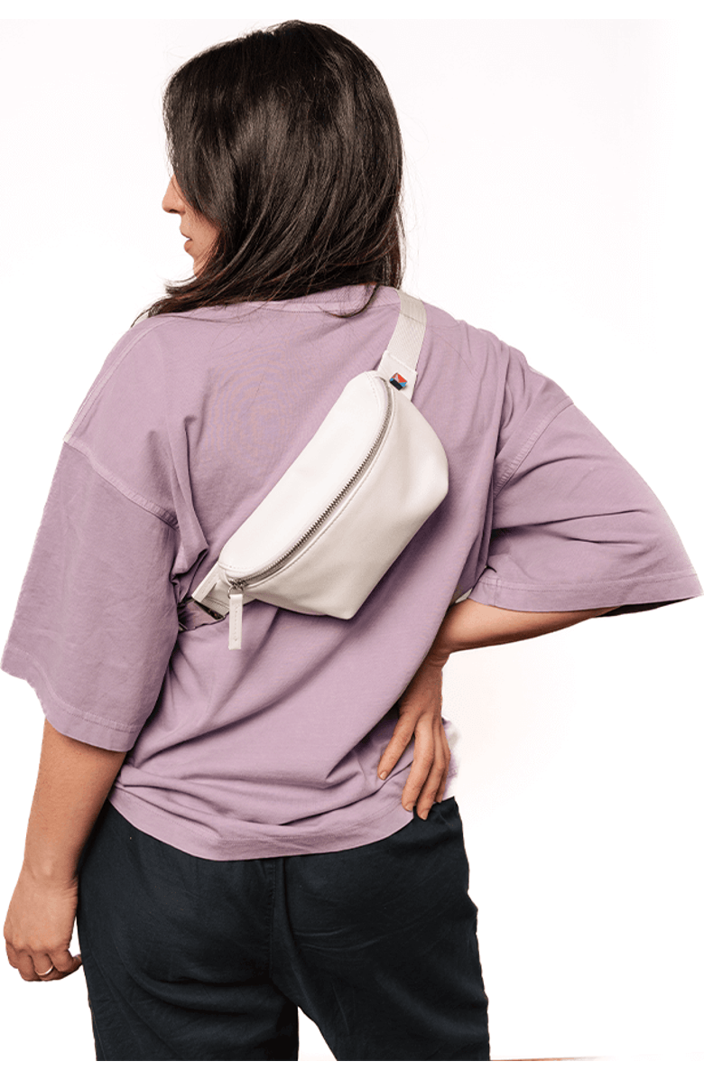 Kibou Wallet Bag Vegan Leather Crossbody Fanny Pack, Alternate, color, Creme