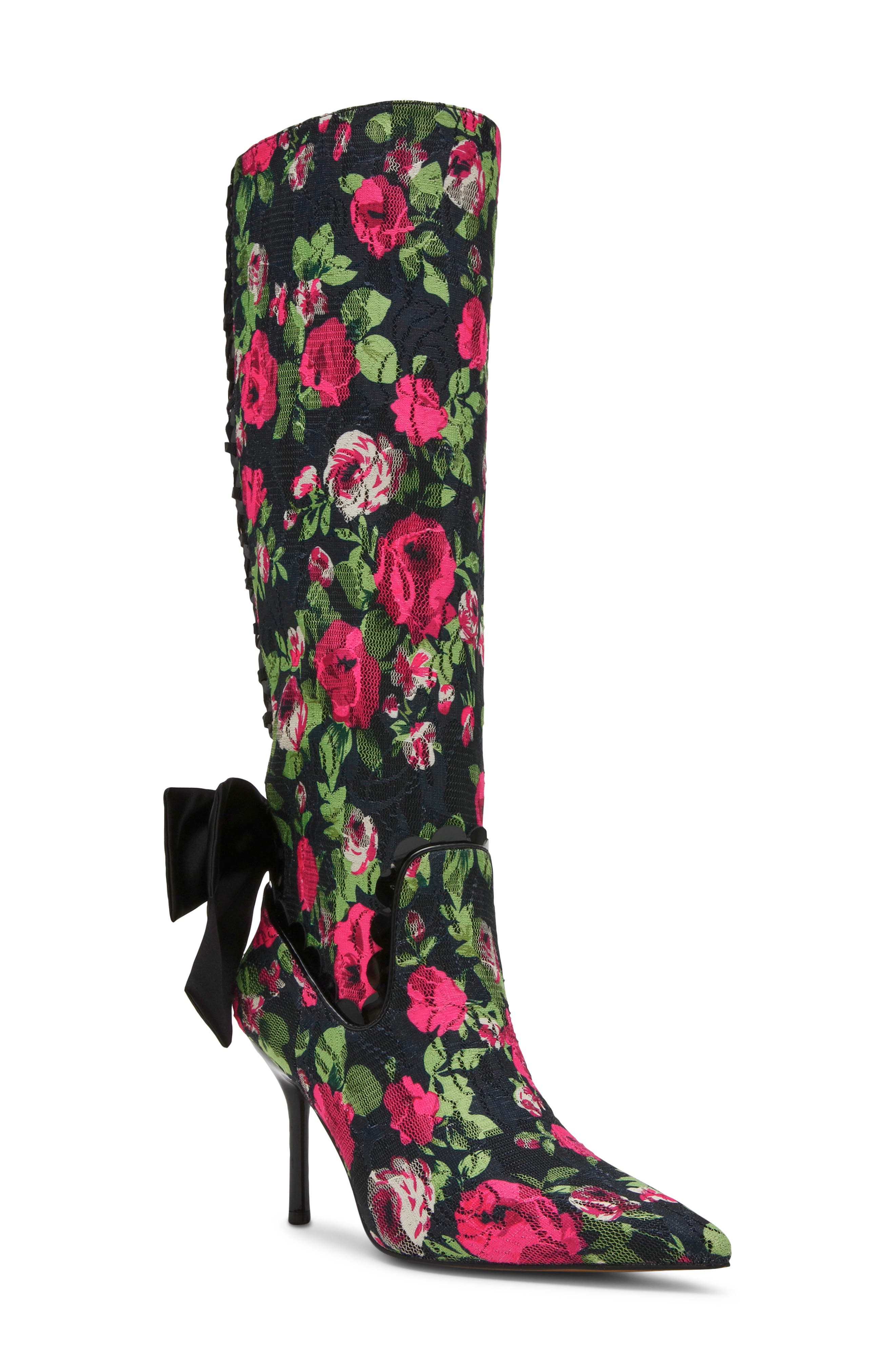 Vespar Knee High Boot, Main, color, BLACK ROSE