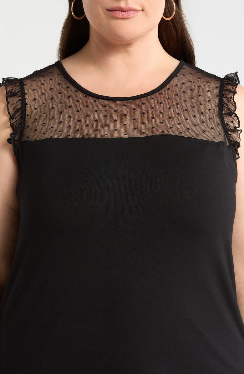 Loveappella Mesh Dot Top, Alternate, color, Black