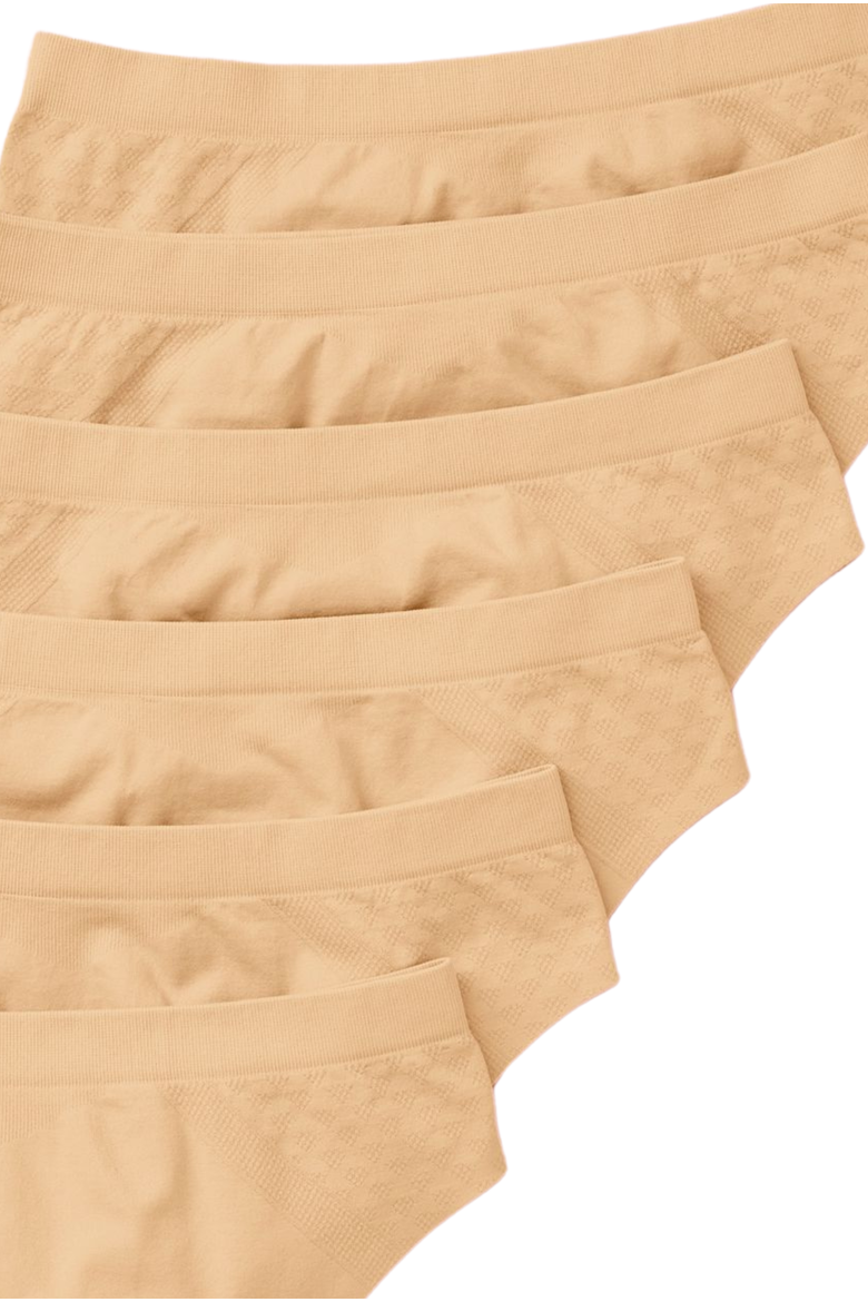 6PK Seamless Bikini Underwear with Bonded Seam, Alternate, color, Fawn