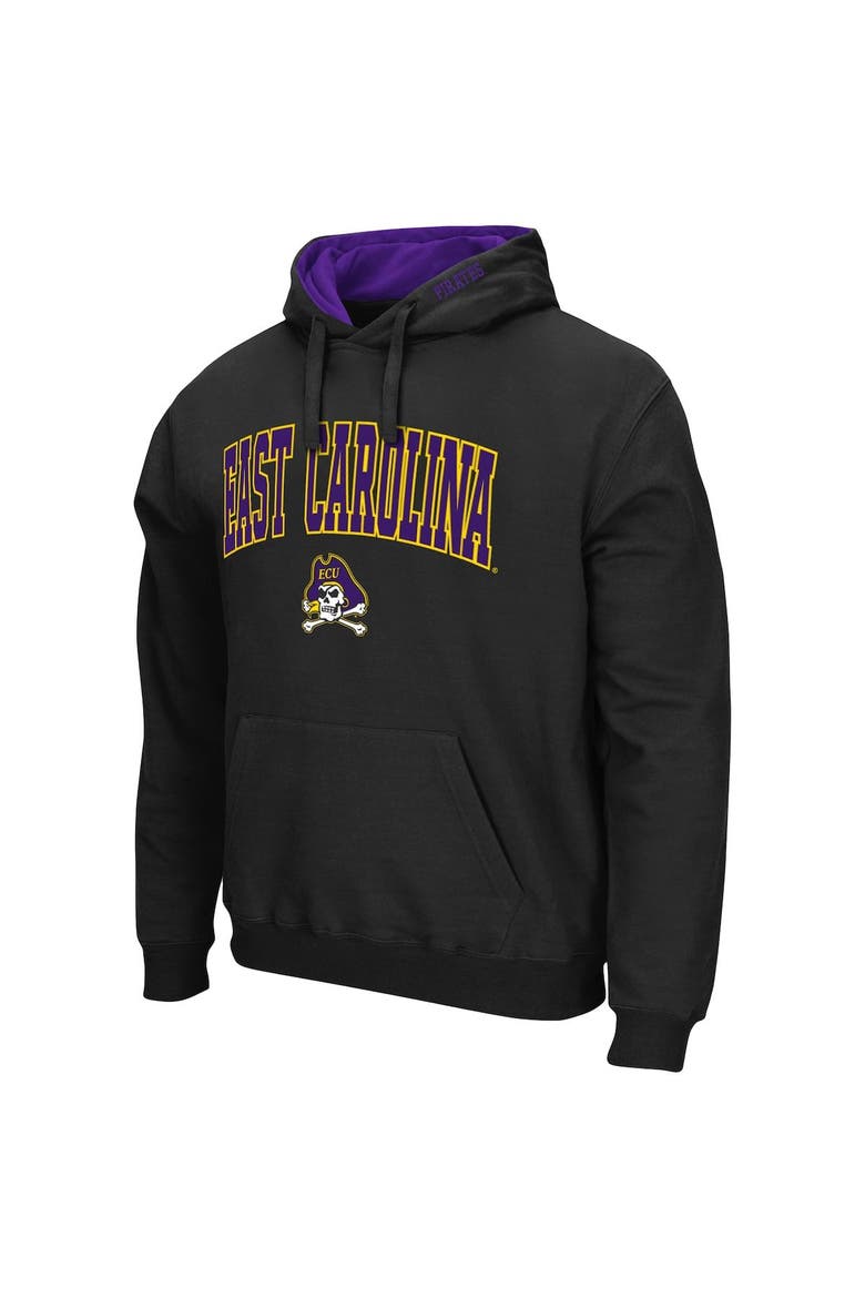 Men's Colosseum Black ECU Pirates Arch and Logo Pullover Hoodie, Alternate, color, Black