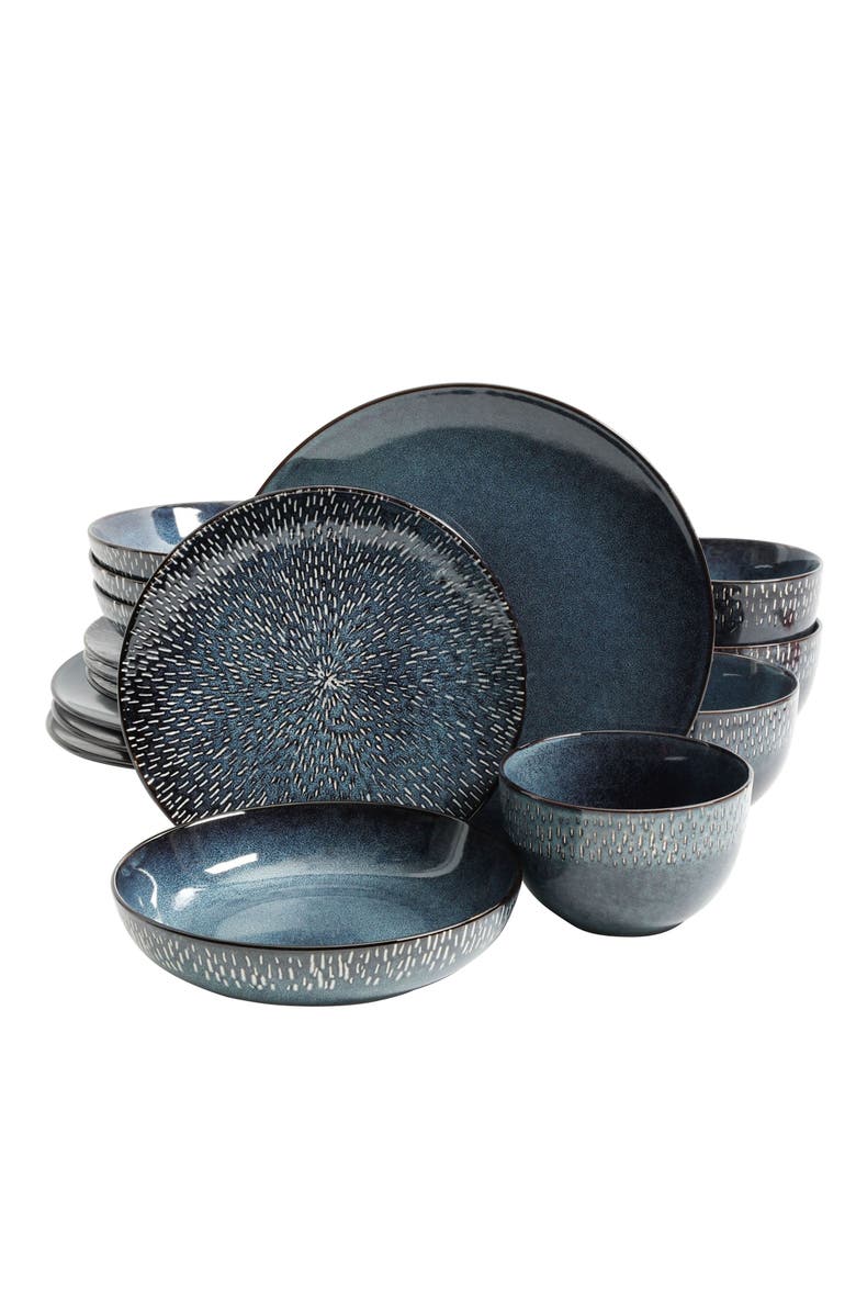 Gibson Elite Matisse 16-Piece Double Bowl Dinnerware Set, Main, color, Blue