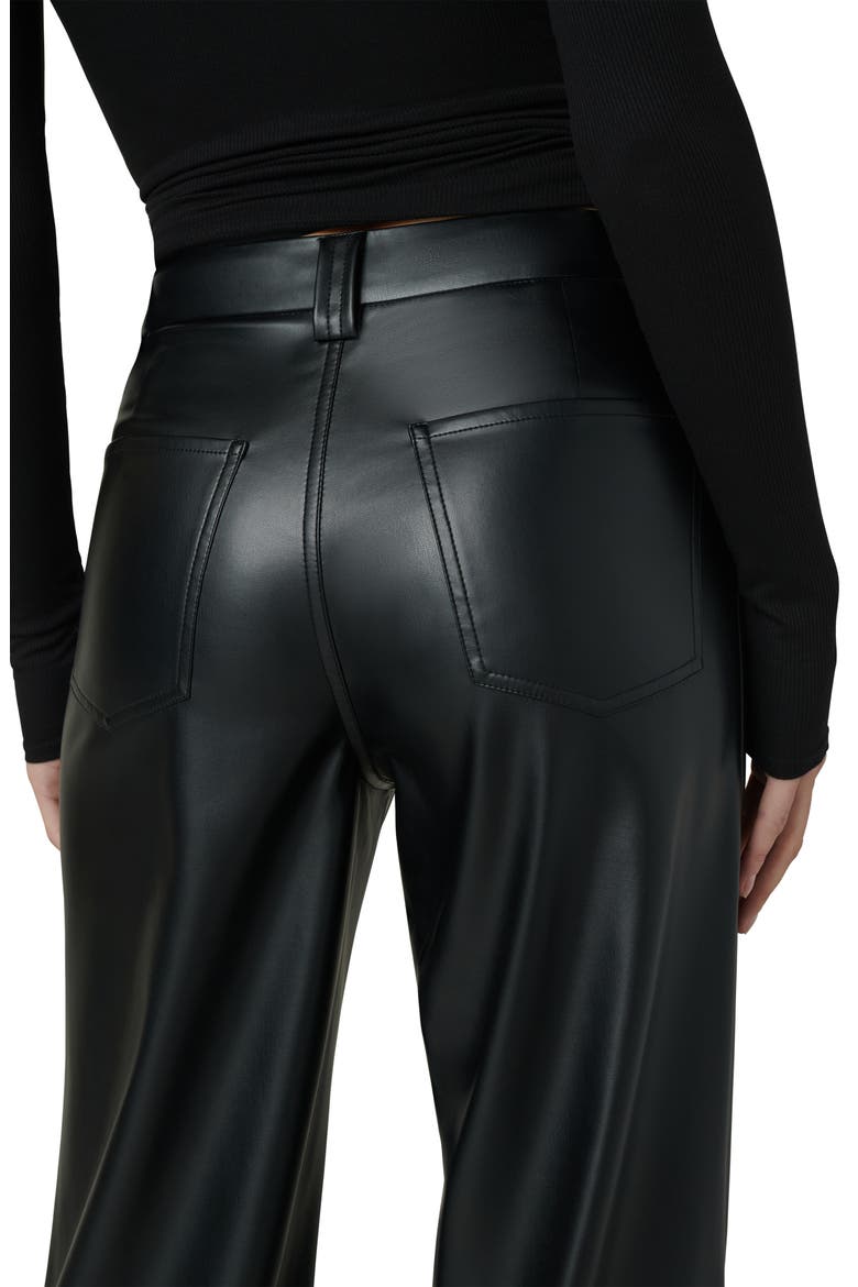 The Mia High Waist Faux Leather Wide Leg Jeans, Alternate, color, BLACK