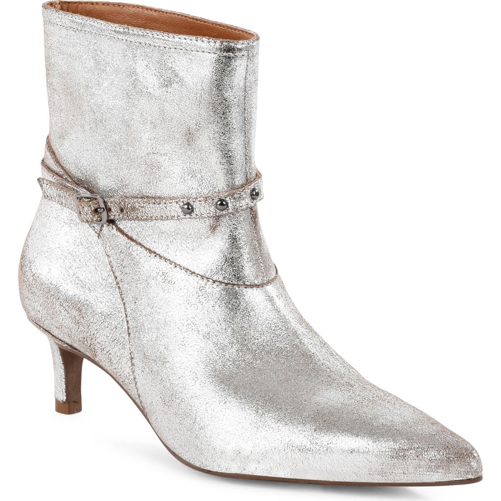 Seychelles Milan Pointed Toe Kitten Heel Bootie In Silver