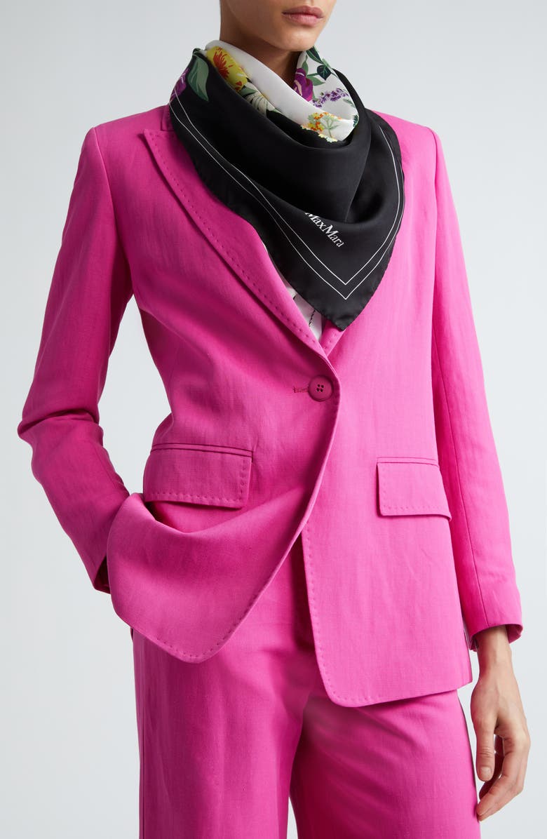 Max Mara Floral Monogram Silk Square Scarf, Alternate, color, 