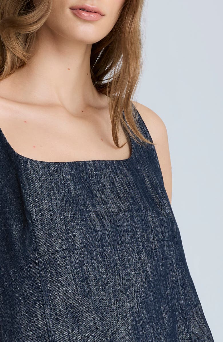 Kenneth Cole Open Back Denim Shift Dress, Alternate, color, Dark Navy Multi