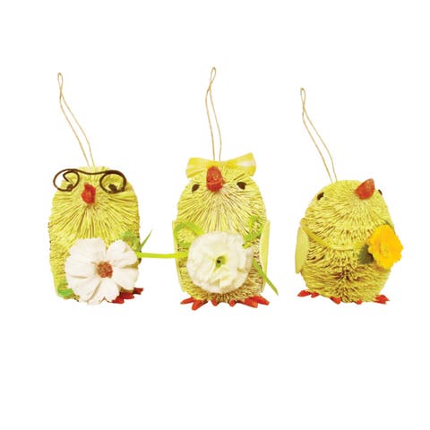 Chick Bottle Brush Ornament Set of 3