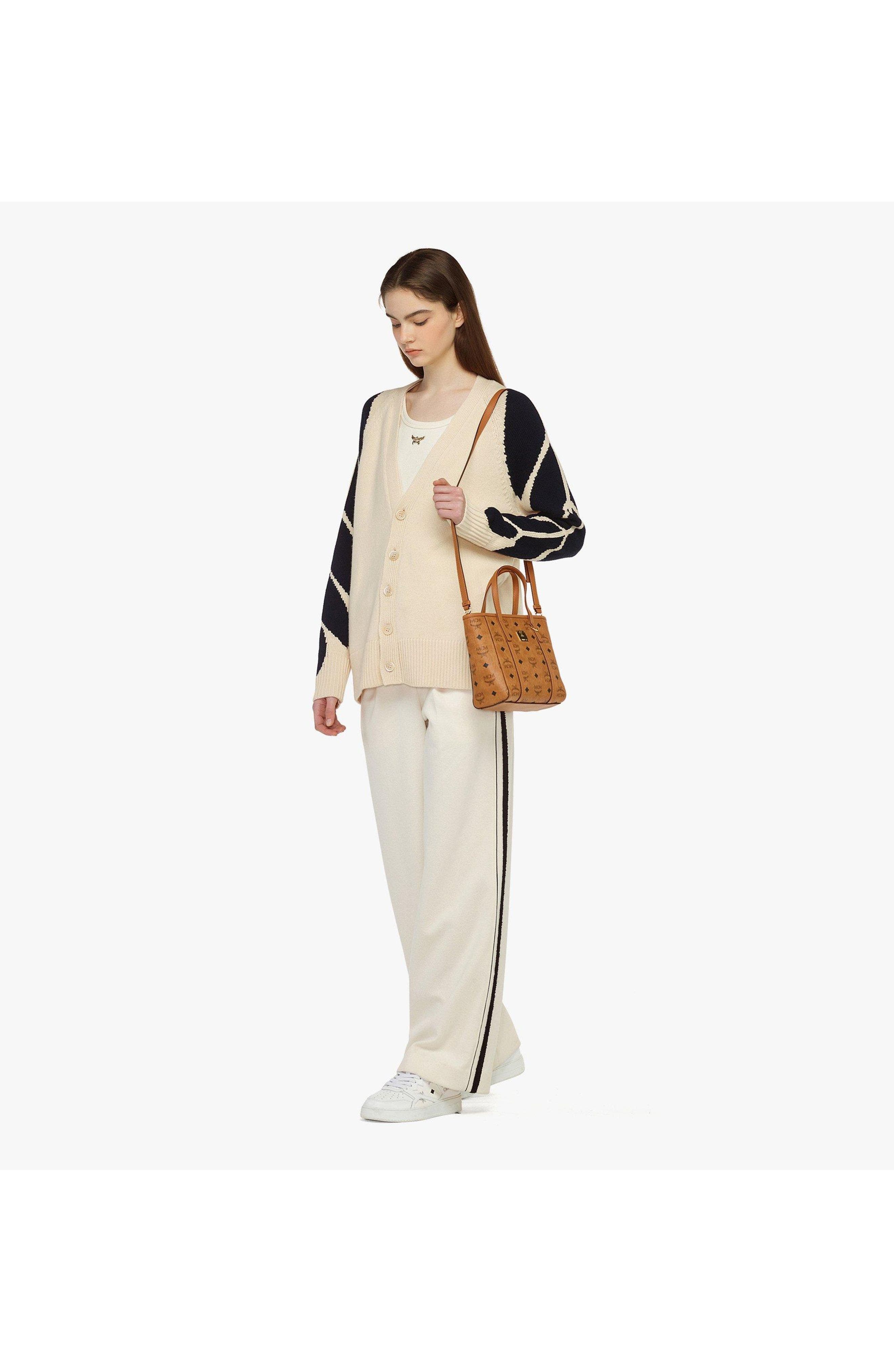 Mini Toni Top-Zip Shopper in Visetos, Alternate, color, Cognac