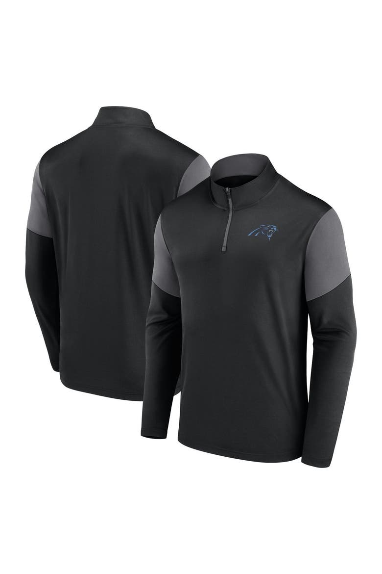 Men's Fanatics Black Carolina Panthers Primary Quarter-Zip Pullover, Main, color, Black