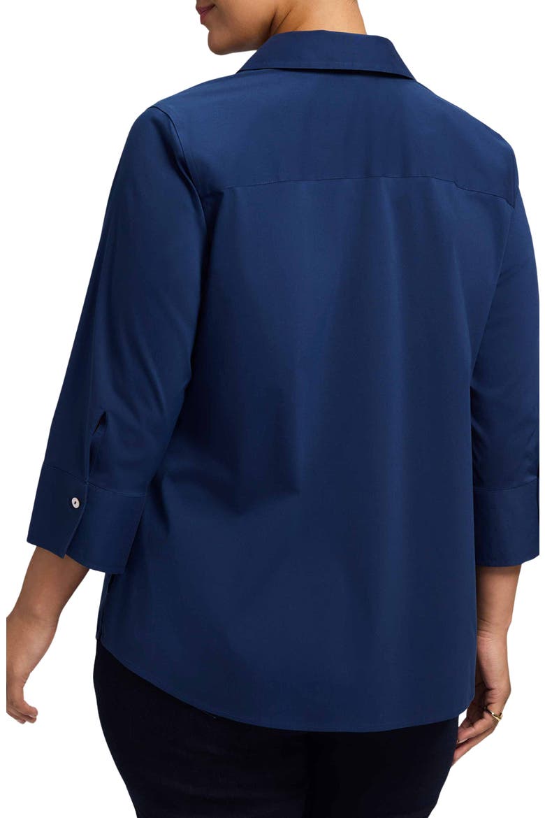 Mary Non-Iron Stretch Cotton Button-Up Shirt, Alternate, color, NAVY