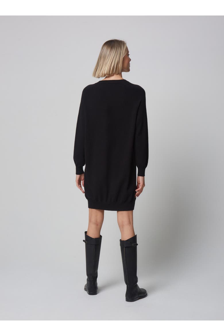 Organic Cotton Stretch Long Sleeve Crewneck Dress, Alternate, color, NOIR