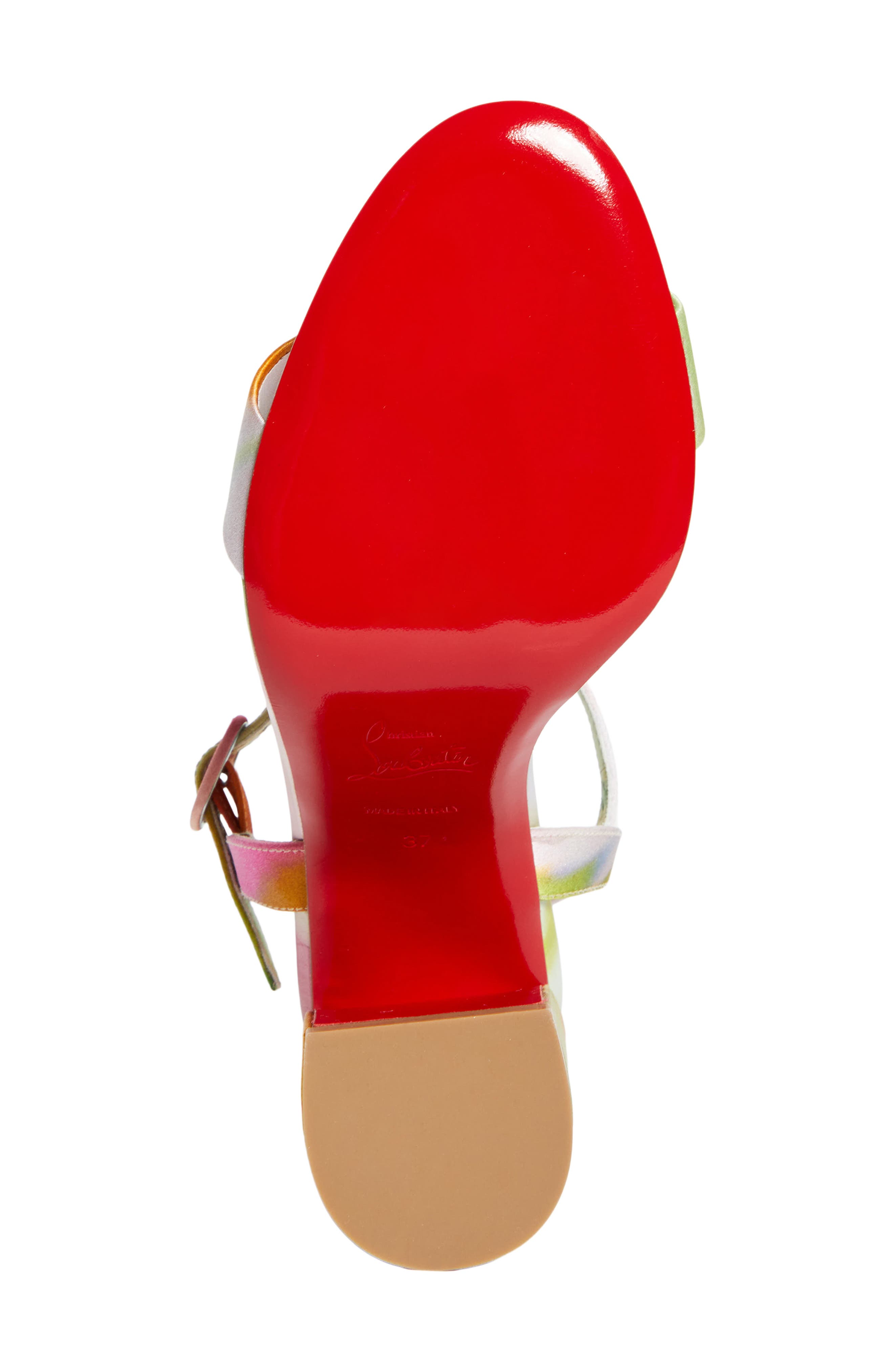 Christian Louboutin Jane Floral Print Block Heel Sandal, Alternate, color, Ivory Multi