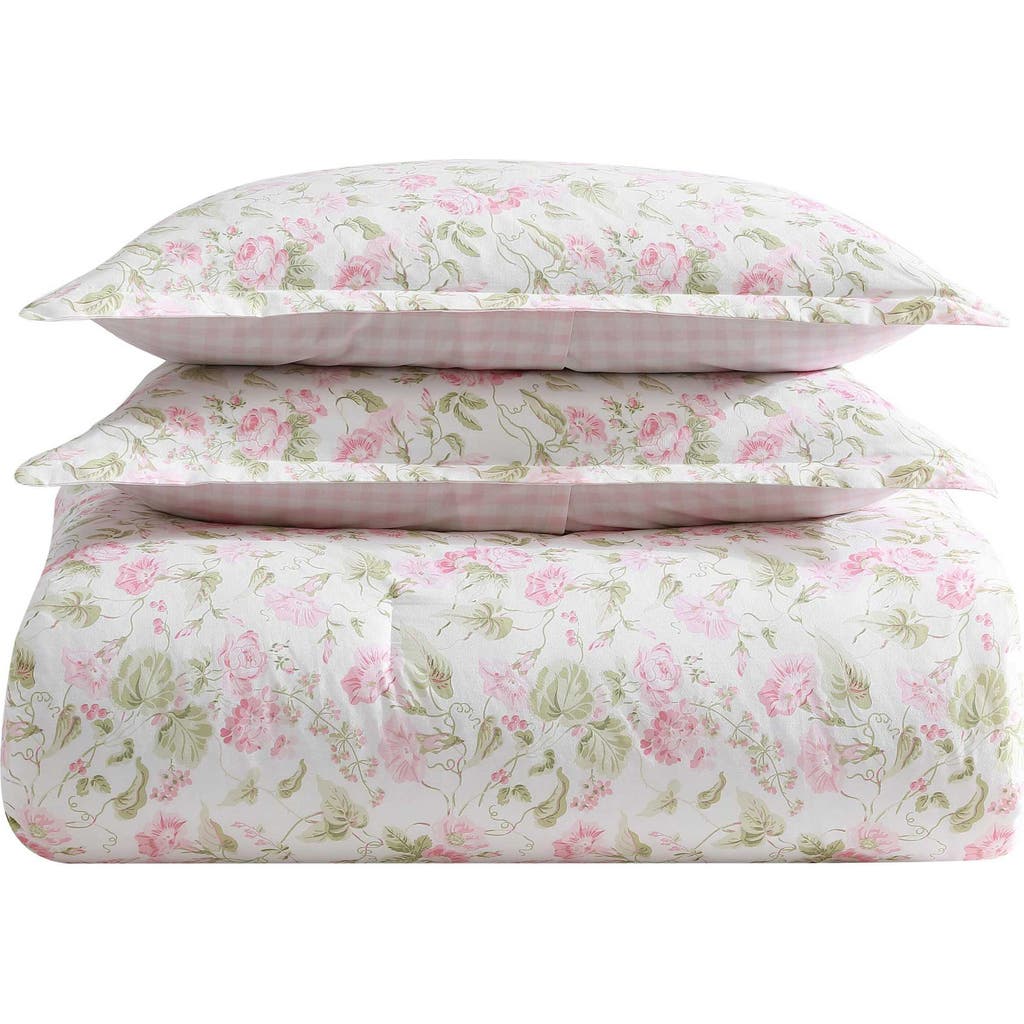 Laura Ashley Morning Gloria 3-piece Comforter & Sham Set In Pretty Pink/green