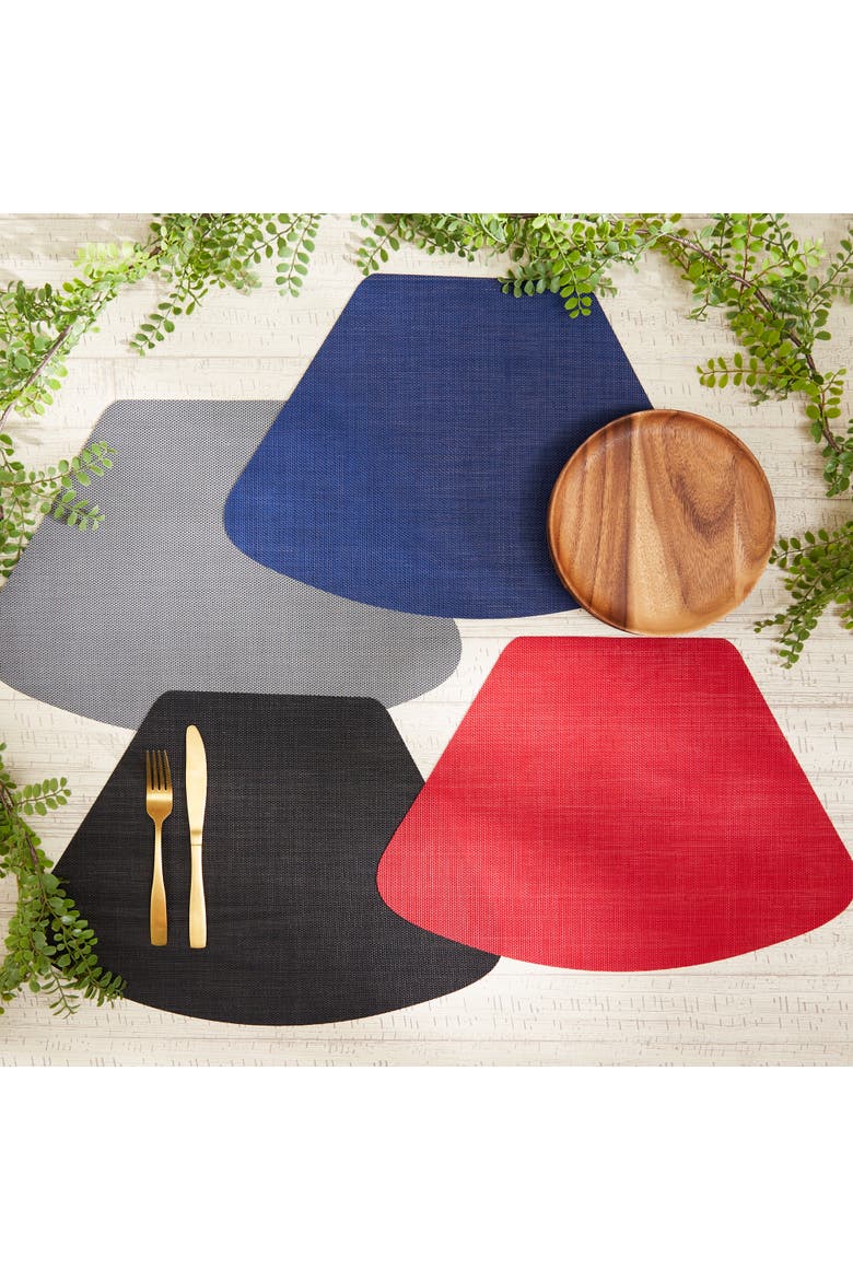 Solid Round Placemat Set/6, Alternate, color, Black
