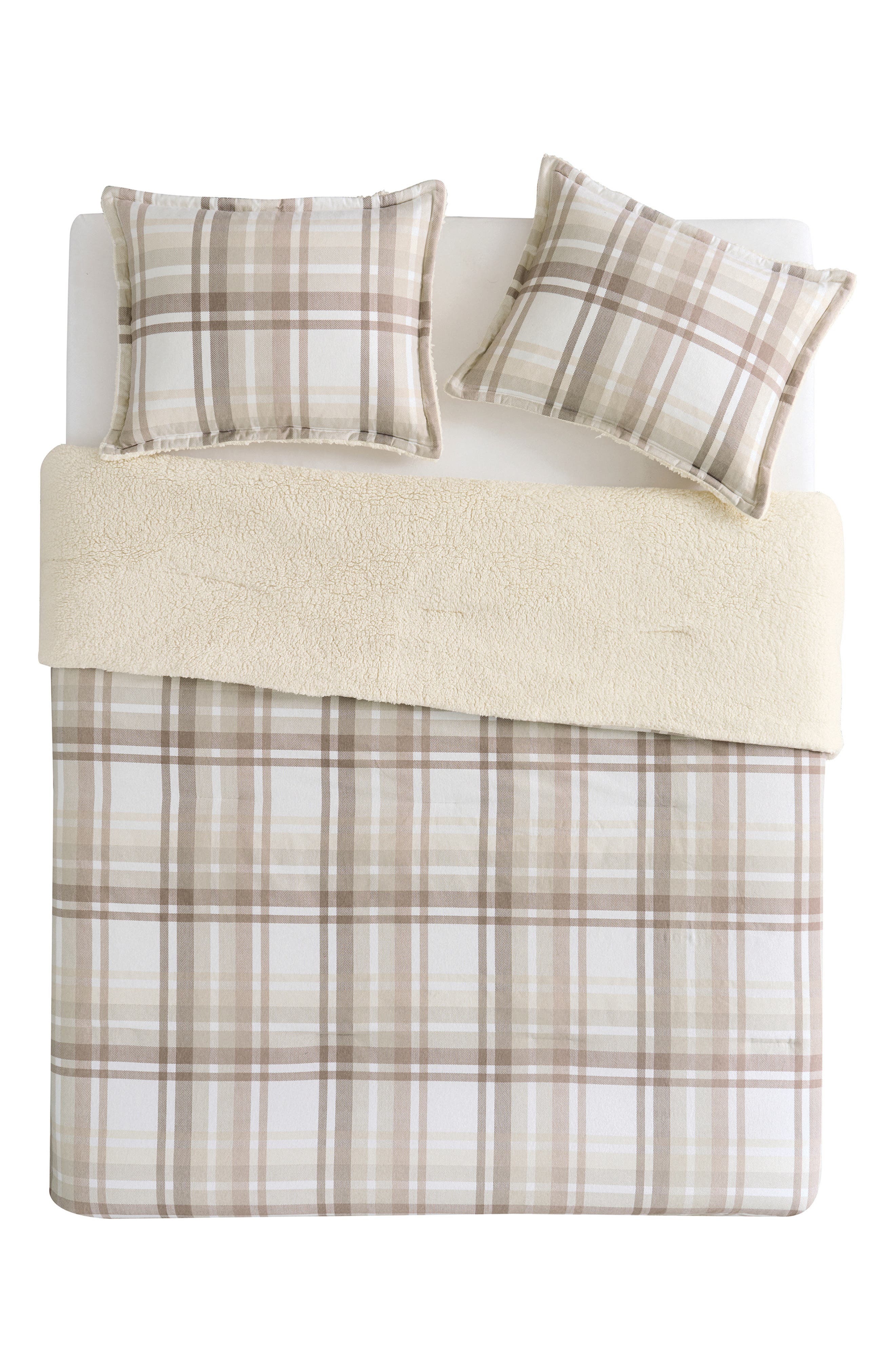 VCNY HOME Plaid Flannel & Faux Shearling 3-Piece Comforter & Shams Set