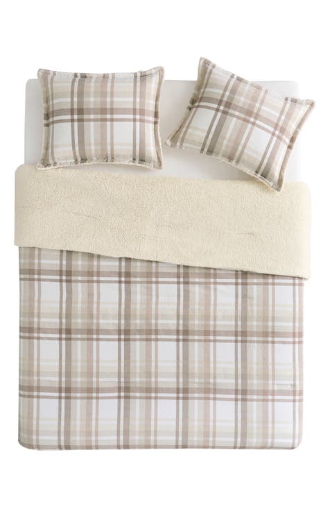 Plaid Flannel & Faux Shearling 3-Piece Comforter & Shams Set