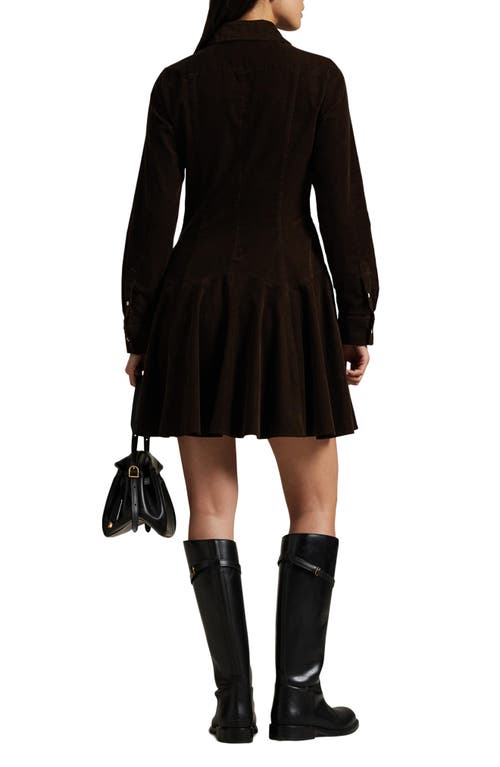 Polo Ralph Lauren Long Sleeve Corduroy Shirtdress In Black