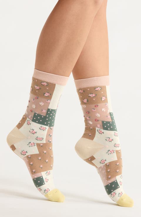 Rae Patchwork Crew Socks