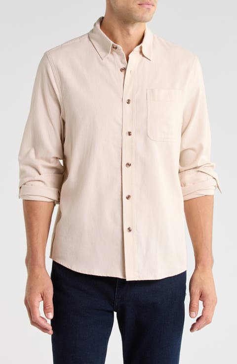 Cotton Flannel Button-Up Shirt
