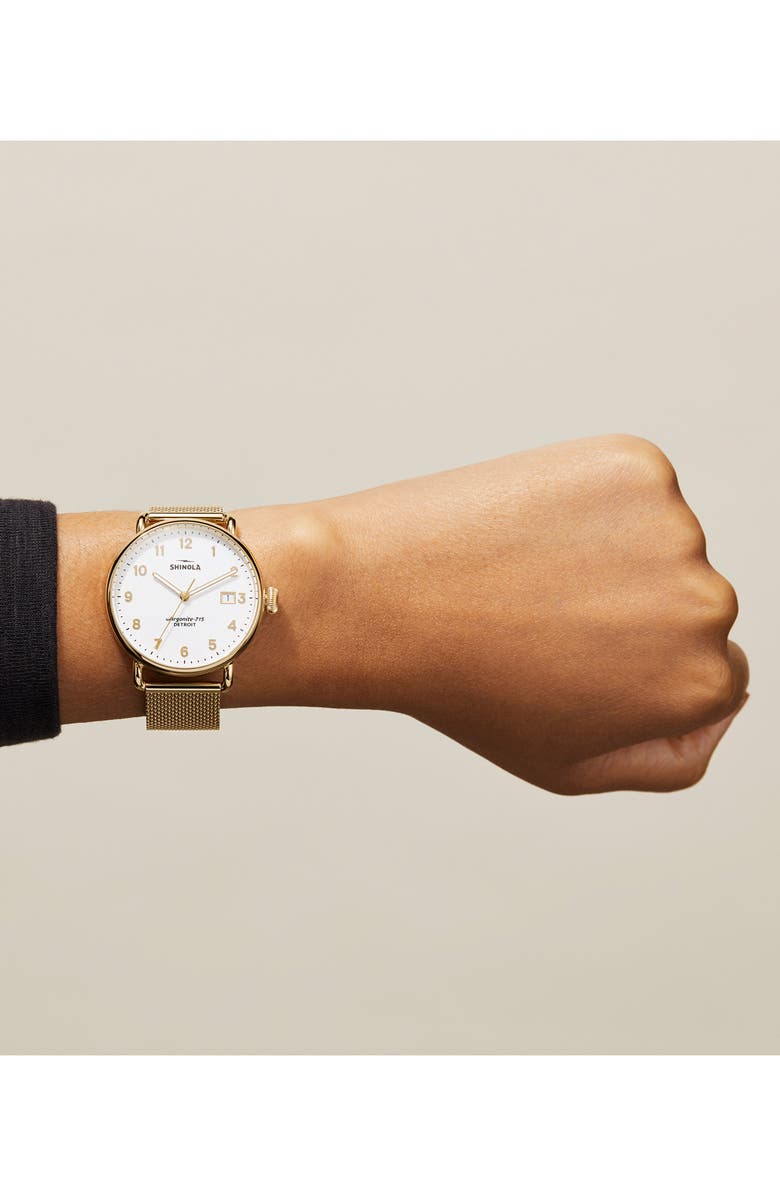 Shinola The Canfield Mesh Strap Watch, 38mm, Alternate, color, 