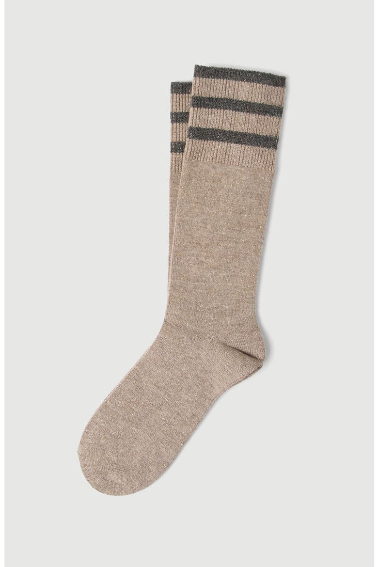 Sparkling knit socks, Main, color, Beige