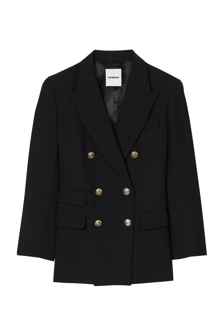 Double-breasted suit jacket, Alternate, color, Black