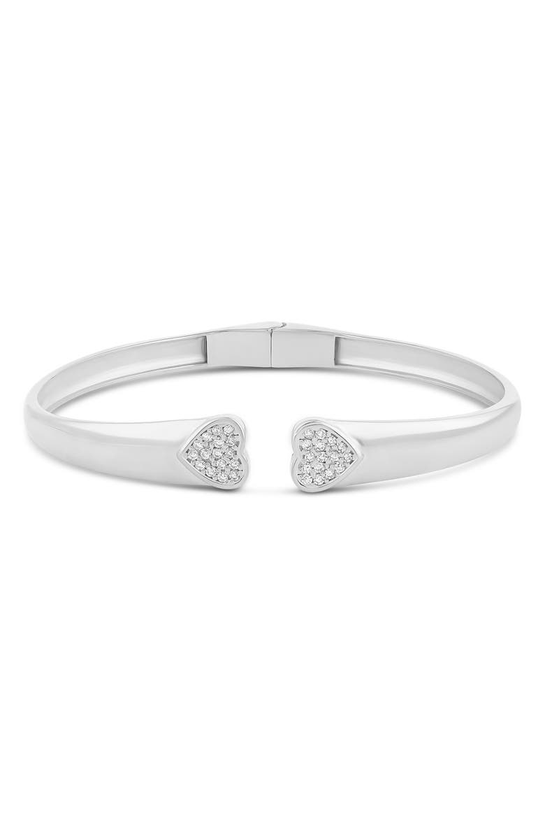 Open Pavé Heart Cuff Bracelet, Main, color, SILVER