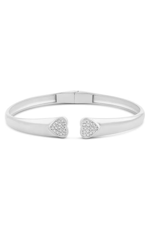 Open Pavé Heart Cuff Bracelet