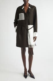 Jason Wu Collection Soft Suiting Collage Long Sleeve Shirtdress