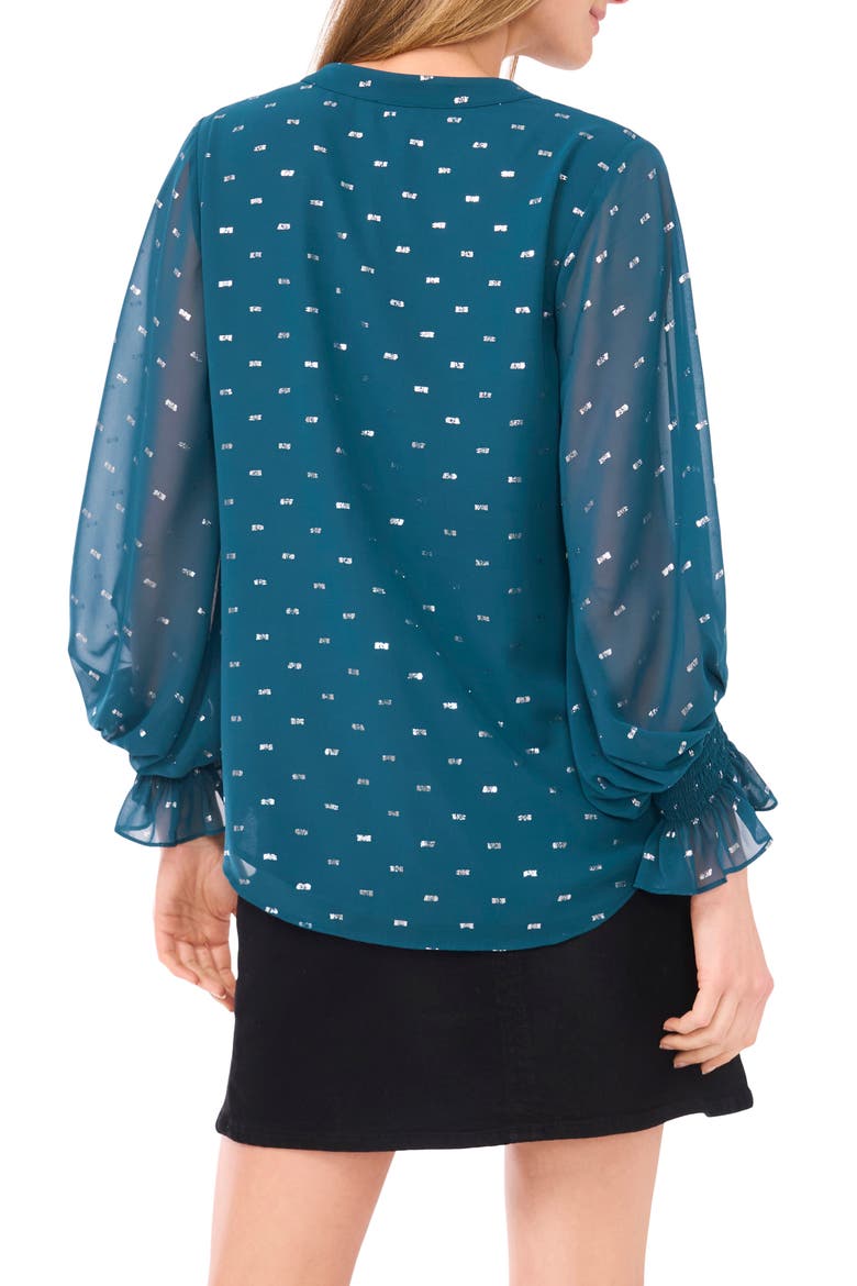 Metallic Ruffle Cuff Top, Alternate, color, DEEP TEAL
