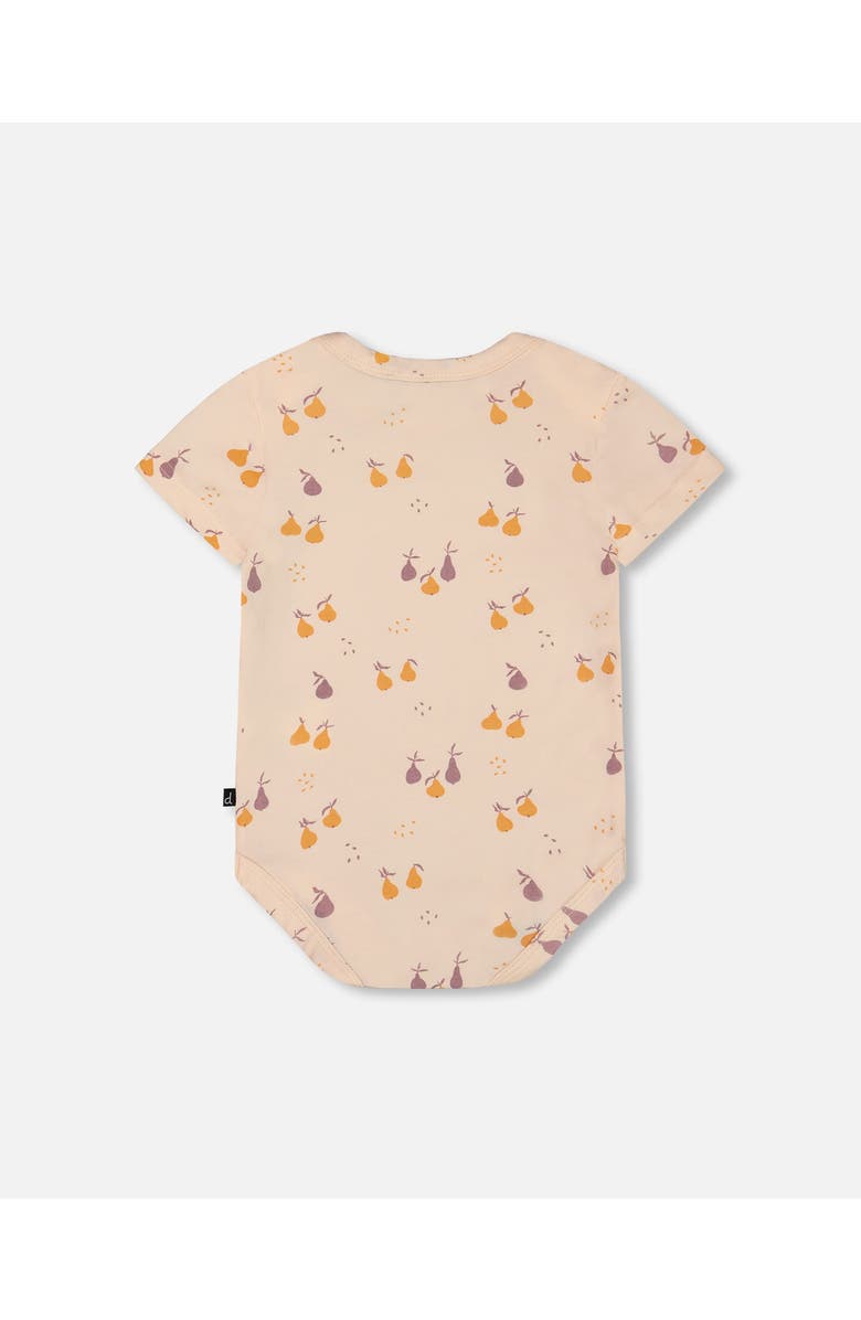 Deux par Deux Baby Girl's Organic Cotton Bodysuit Peach Printed Pears, Alternate, color,