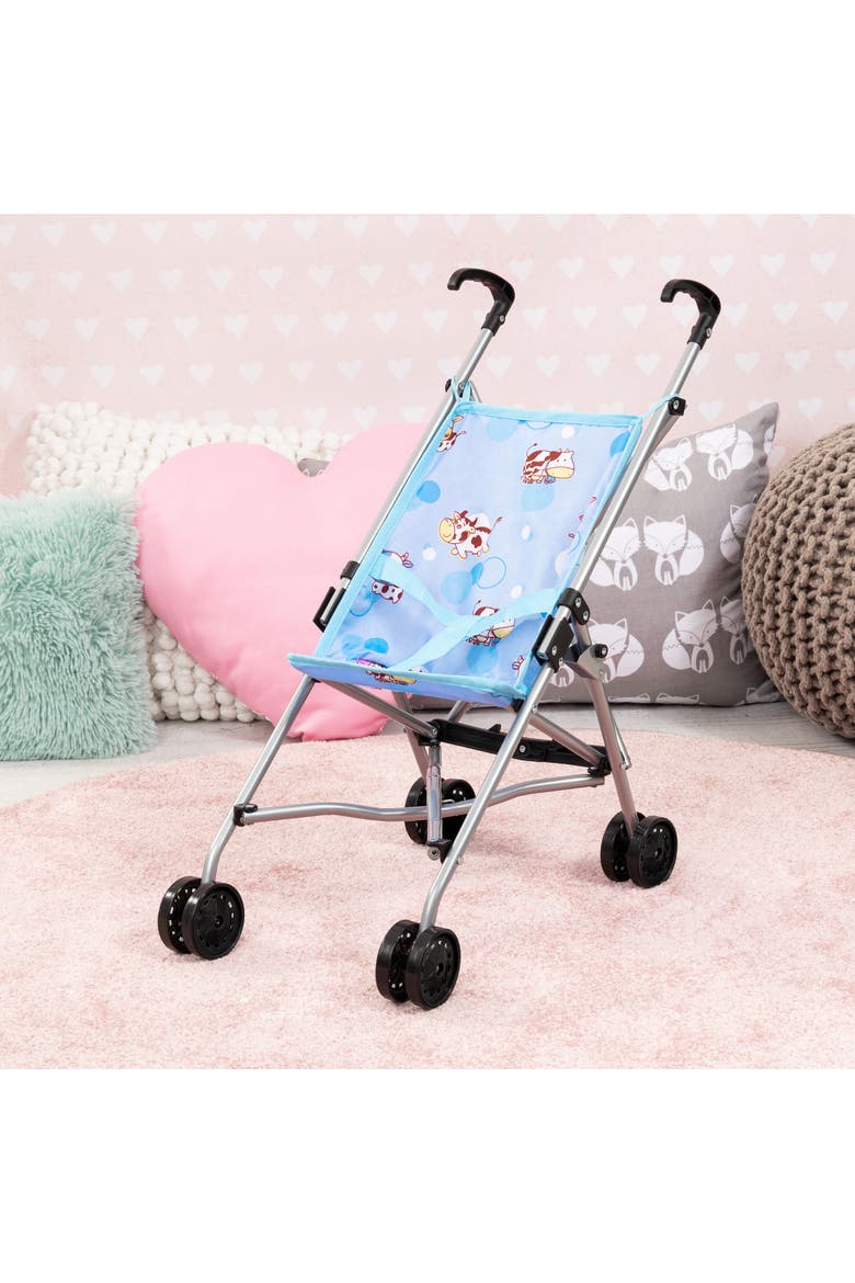 Bayer Buggy Umbrella Stroller - Blue & Cows, Accessory for Dolls Up to 18", Foldable, Playful Design, Seat Belt, Kids Toy, Ages 3+, Alternate, color, Multicolored