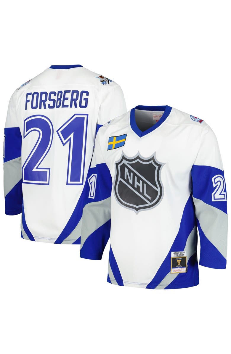 Mitchell & Ness Men's Mitchell & Ness Peter Forsberg White 1999 NHL All-Star Game Blue Line Player Jersey, Main, color,