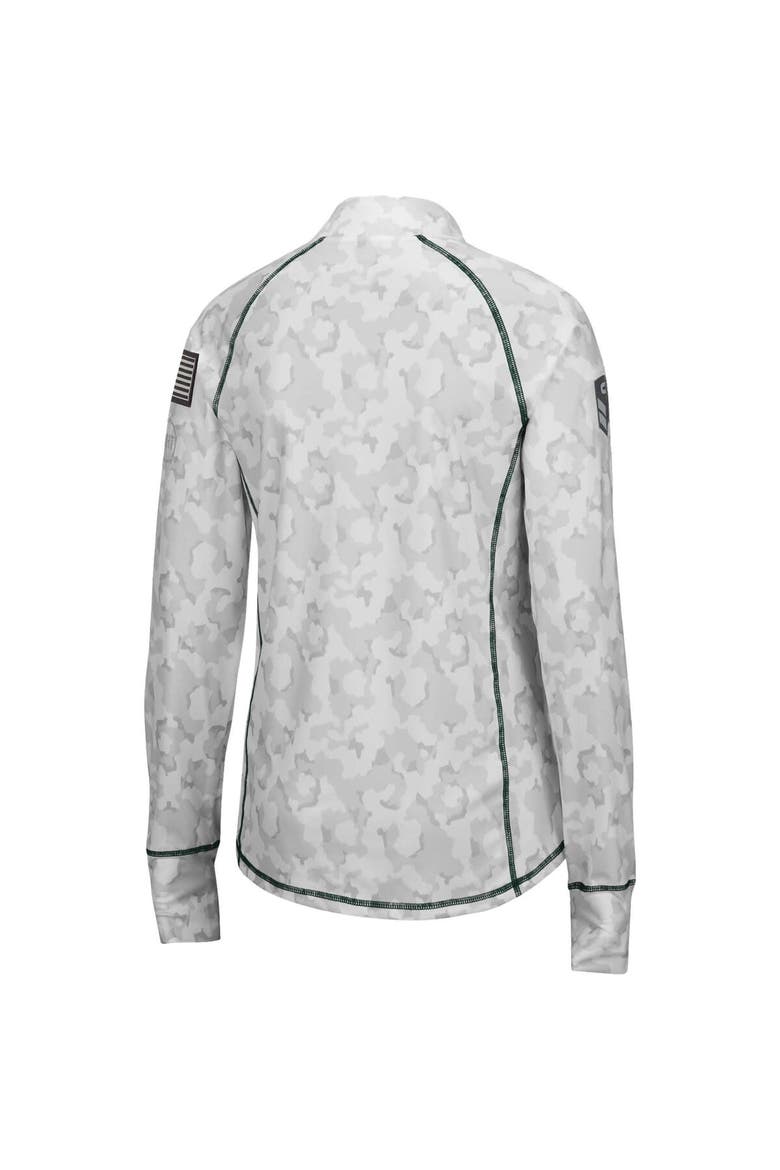 Women's Colosseum White Michigan State Spartans OHT Military Appreciation Officer Arctic Camo Fitted Lightweight 1/4-Zip Jacket, Alternate, color, White