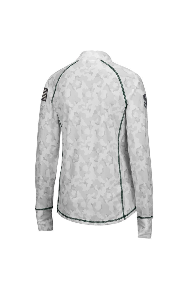 COLOSSEUM Women's Colosseum White Michigan State Spartans OHT Military Appreciation Officer Arctic Camo Fitted Lightweight 1/4-Zip Jacket, Alternate, color, White