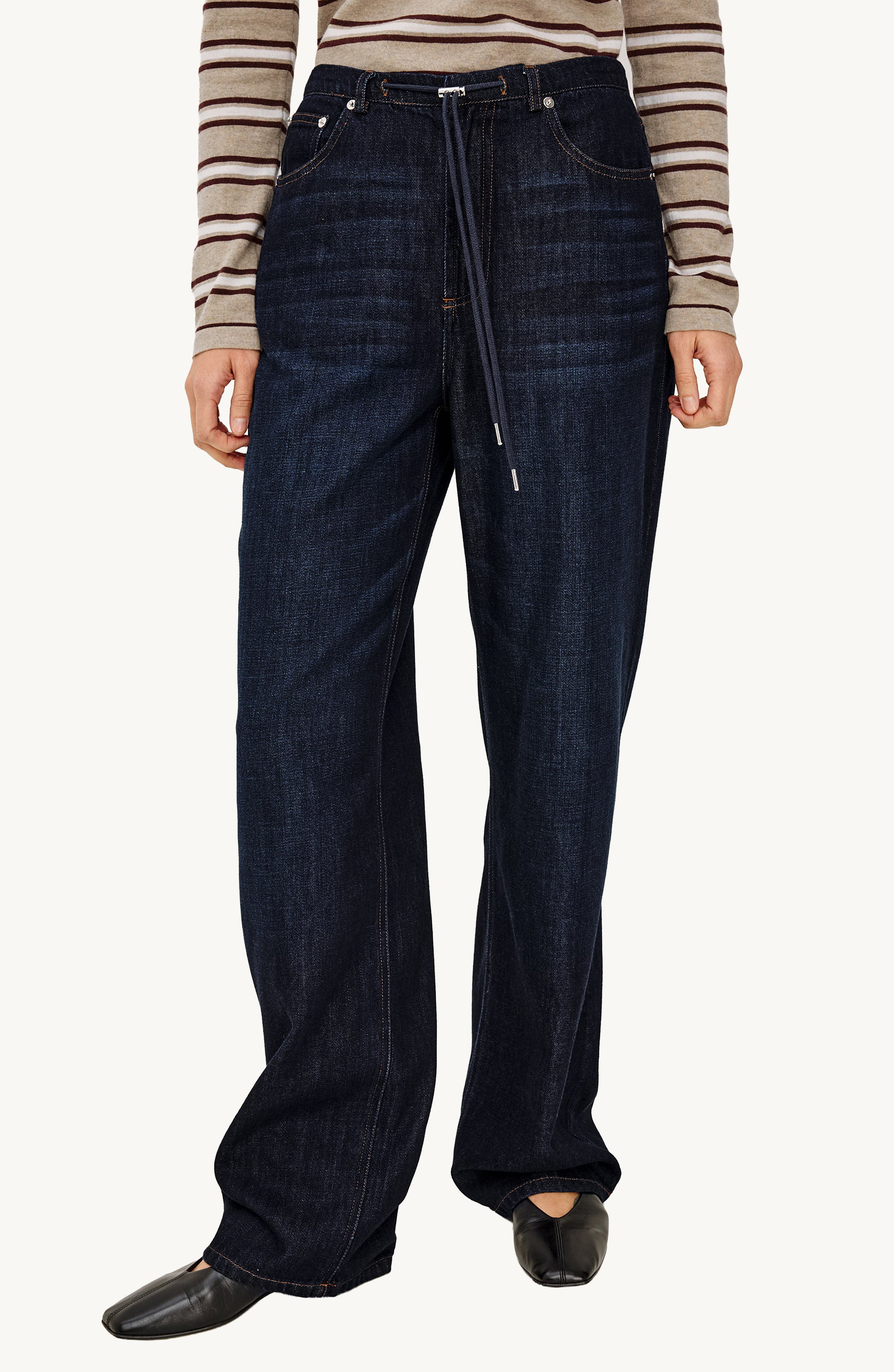 Rails Normandie Wide Leg Drawcord Waistband Jeans In Rinse Wash