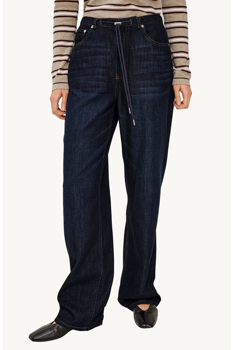 Normandie Wide Leg Drawcord Waistband Jeans, Main, color, RINSE WASH