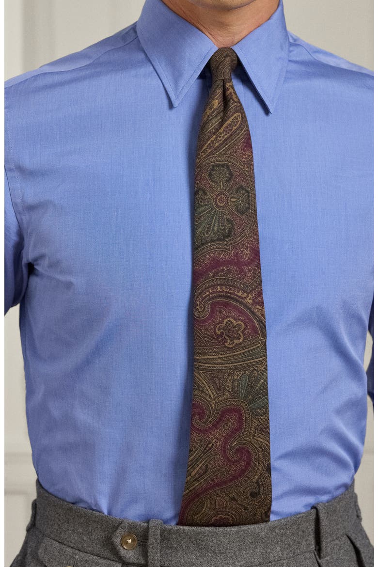 End on End Cotton Button-Up Shirt, Alternate, color, MED BLUE