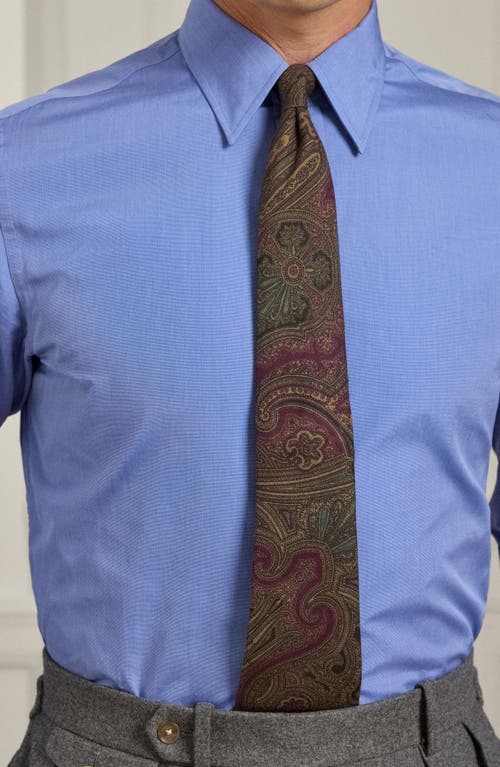 Ralph Lauren Purple Label End On End Cotton Button-up Shirt In Blue