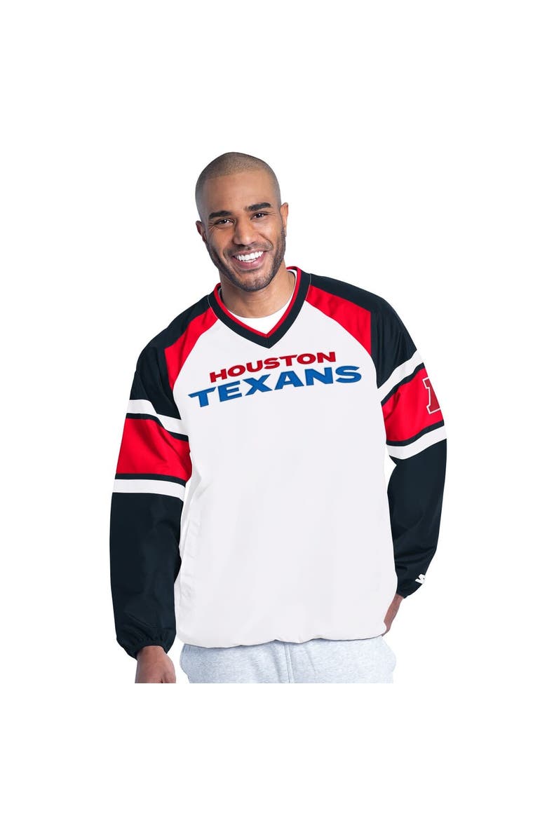 Men's Starter  White Houston Texans Infield Play Raglan Pullover Jacket, Main, color, White