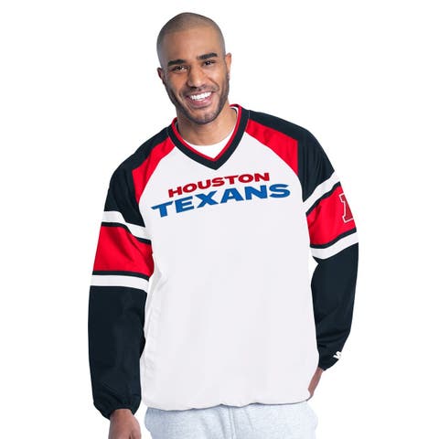 Men's Starter  White Houston Texans Infield Play Raglan Pullover Jacket