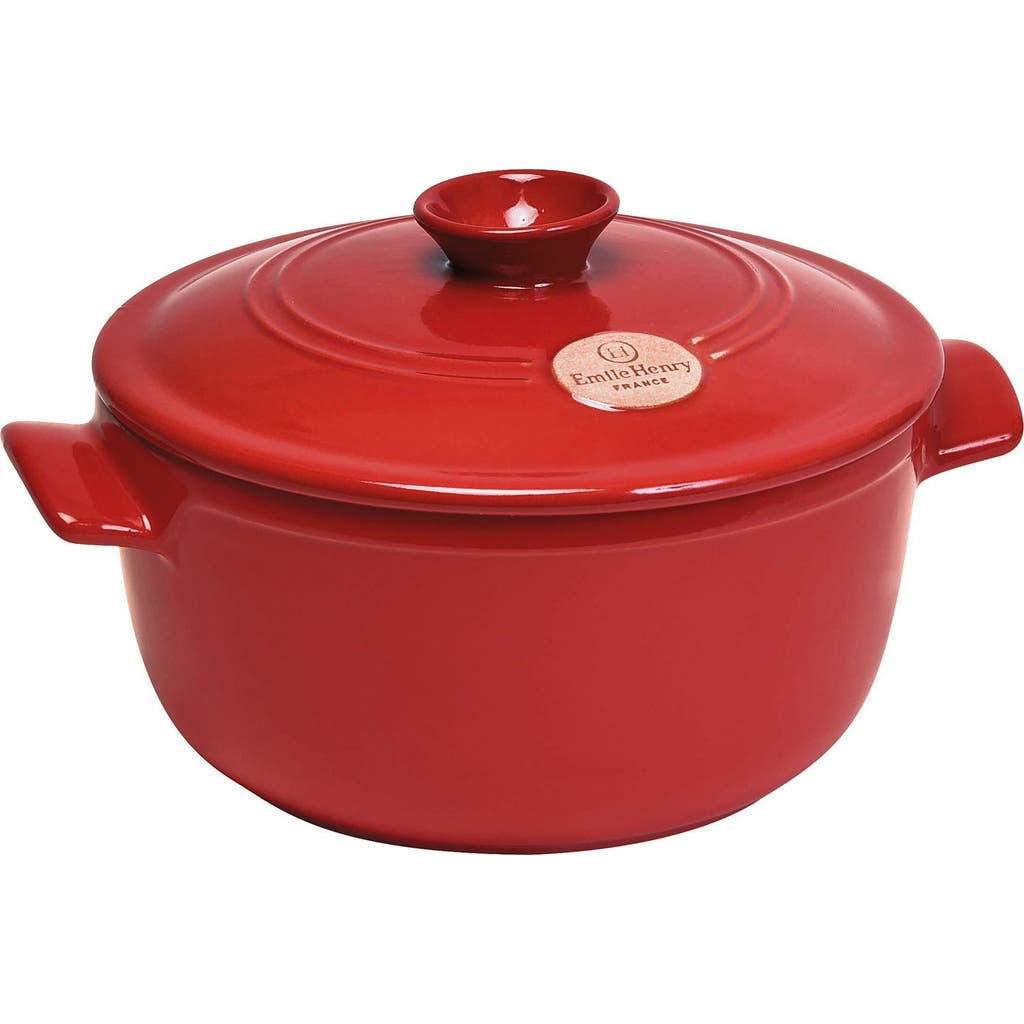 Emile Henry Flame Round Stewpot Dutch Oven, 2.6 Quart In Red
