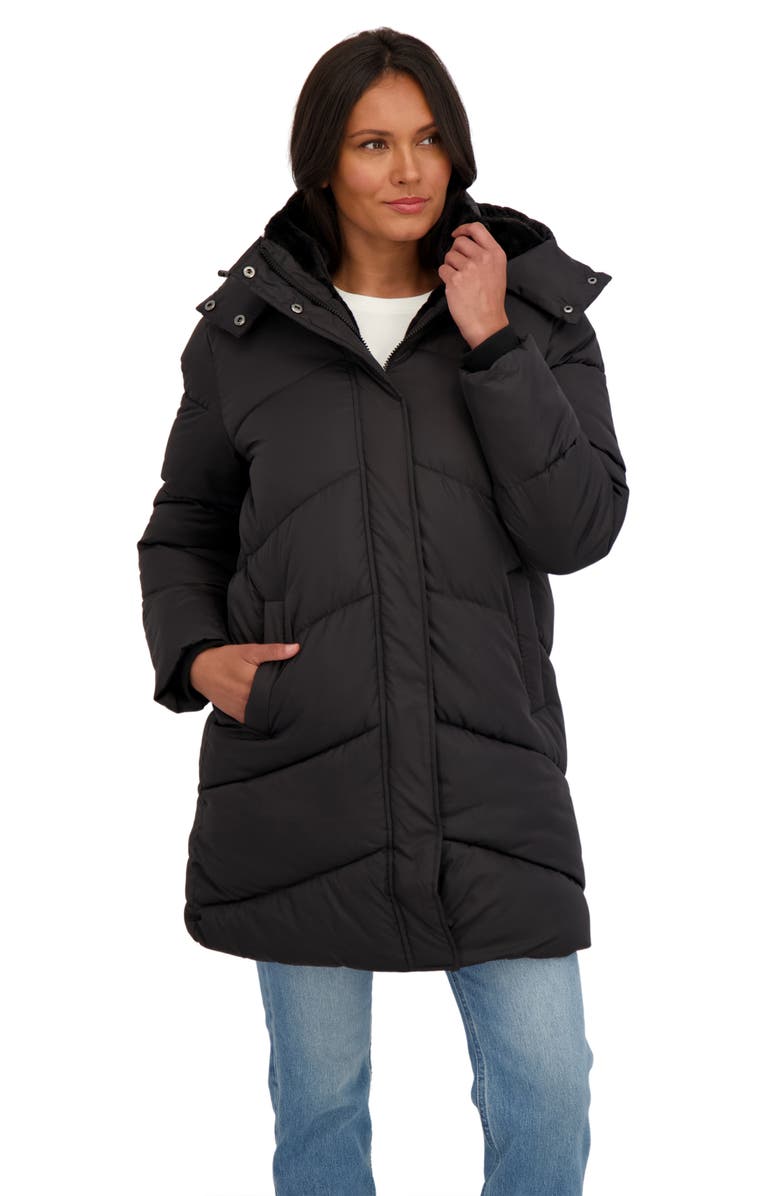 Sebby Quilted Hooded Puffer Jacket, Alternate, color, Black